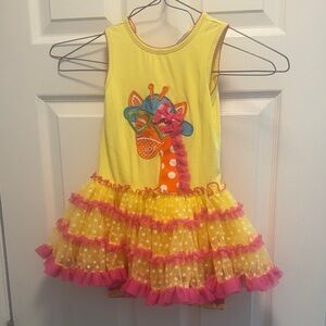 Adorable Yellow and Pink Giraffe Tutu Dress for Kids